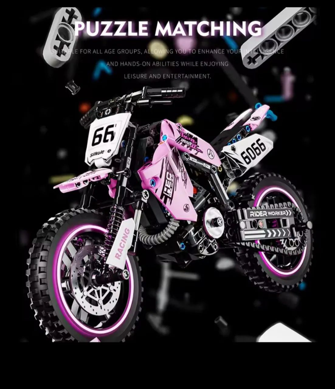 Moto Motocross estilo lego- 476 Peças - Foto 2