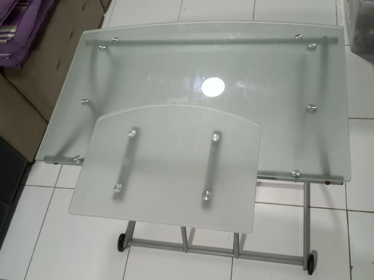 Mesa de Escritório em Vidro e Metal - Foto 3