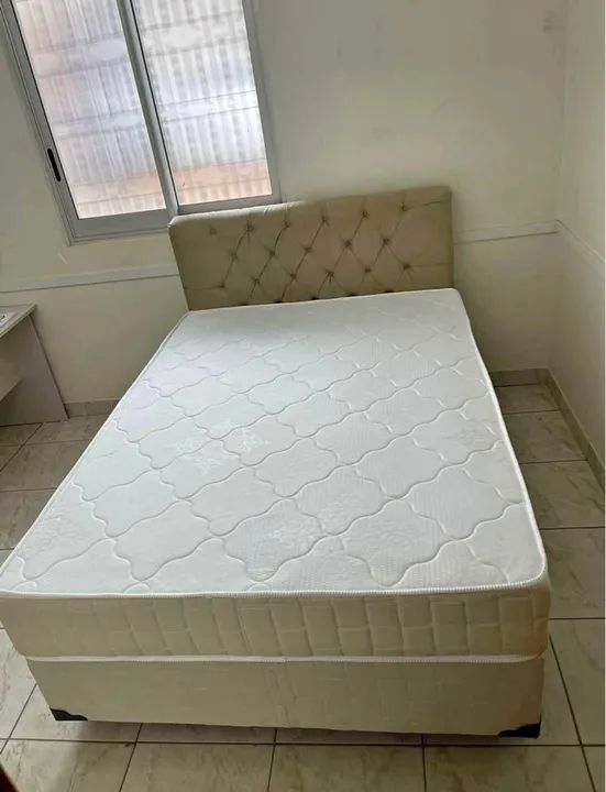 Cama Box Casal Conjunto Bege - Novo
