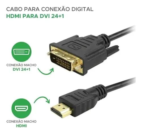 Cabo de Vídeo DVI x HDMI 3 metros dourado - R$40,00 - Foto 5