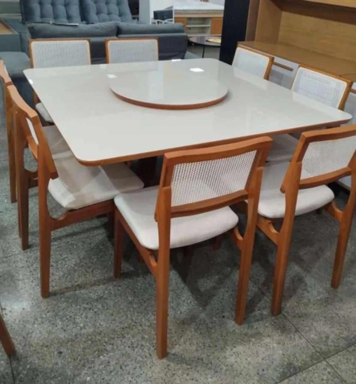 Mesa de jantar 8 lugares mesa e cadeiras em madeira pronto entrega 
