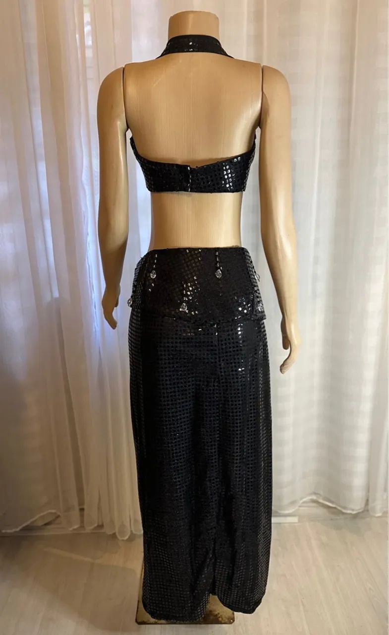 Conjunto de dança do ventre preto com detalhes em borboleta - Foto 2