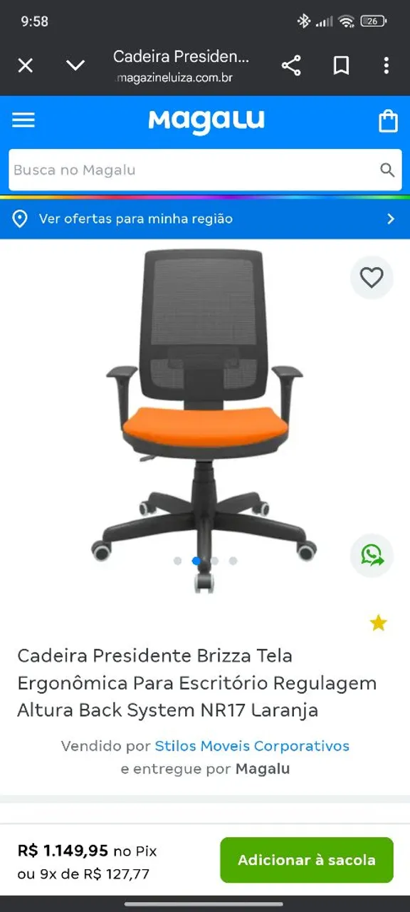 Cadeira de escritório brizza
