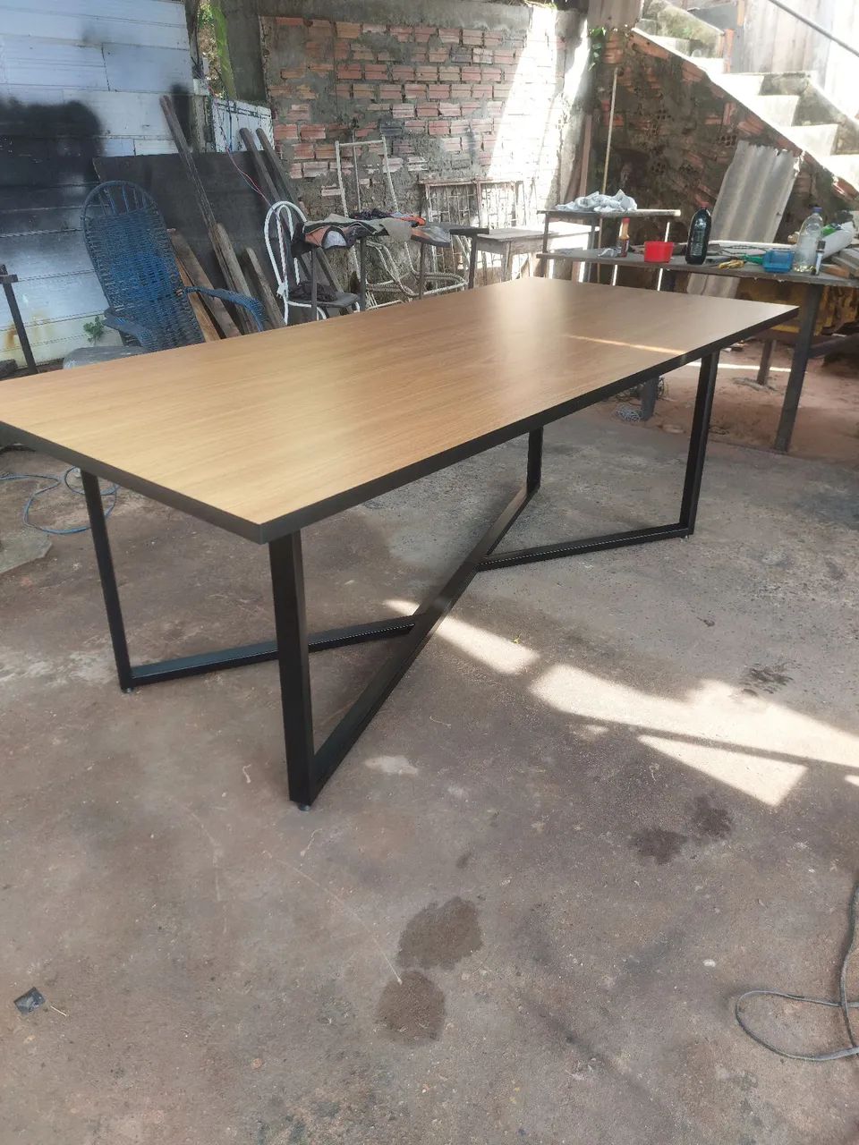 Mesa de jantar/escritório em madeira e aço - Foto 2