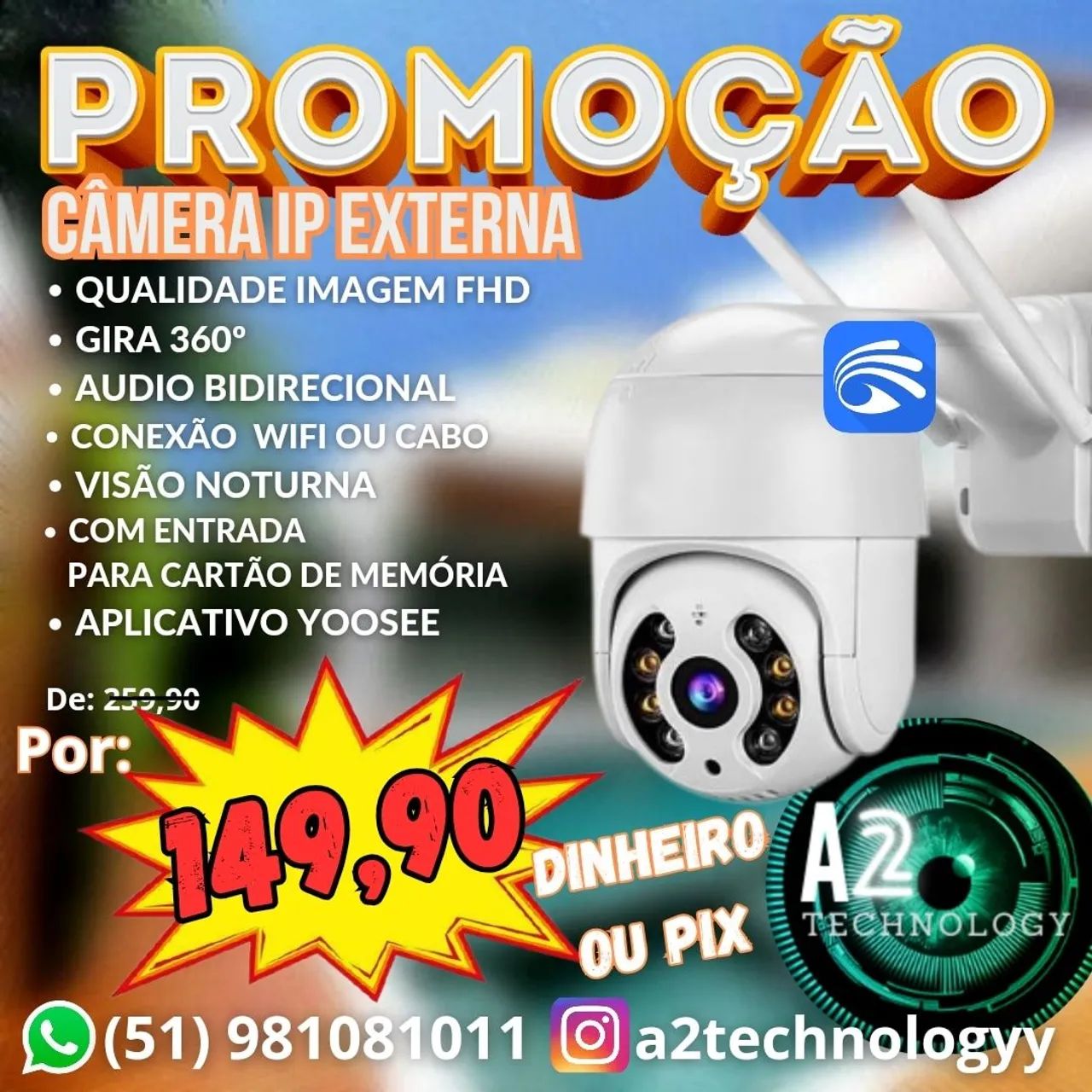 Câmera IP Externa 360° com Visão Noturna - Promoção!