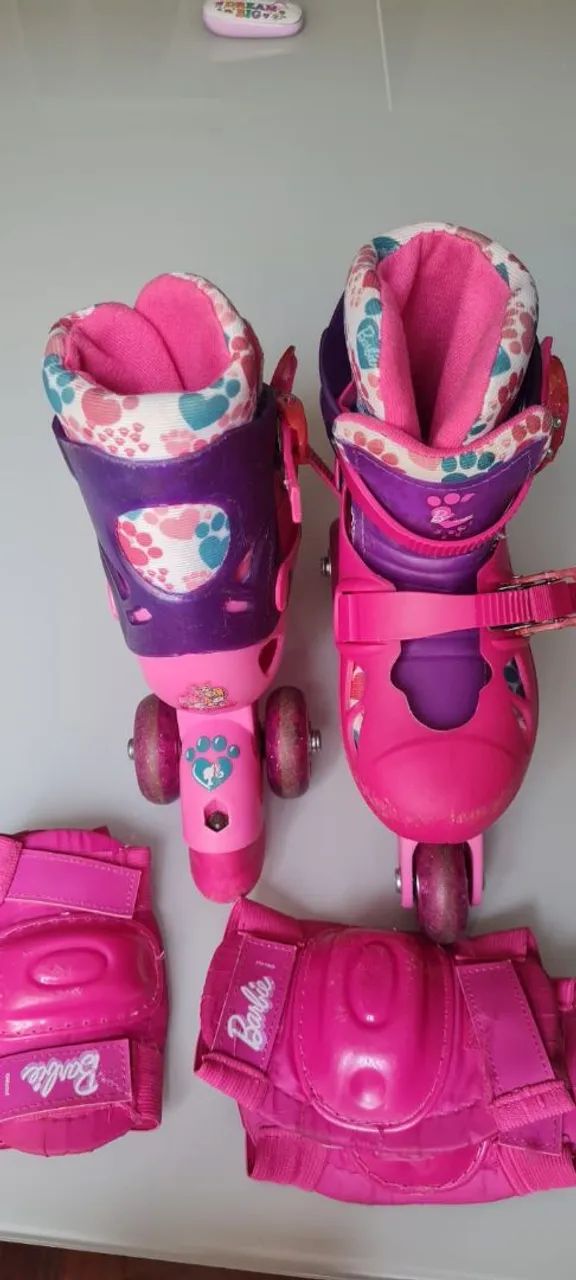 Patins Barbie Infantil Rosa - Foto 3