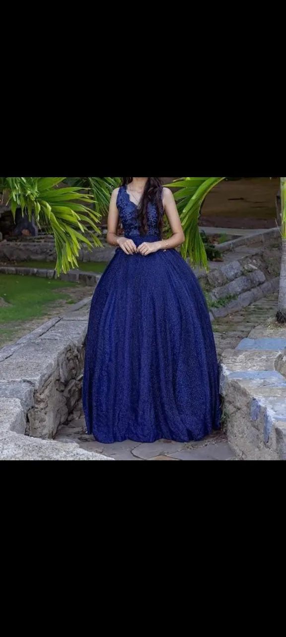 Vestido de Festa Azul Marinho em Roupas Serrotão, Campina