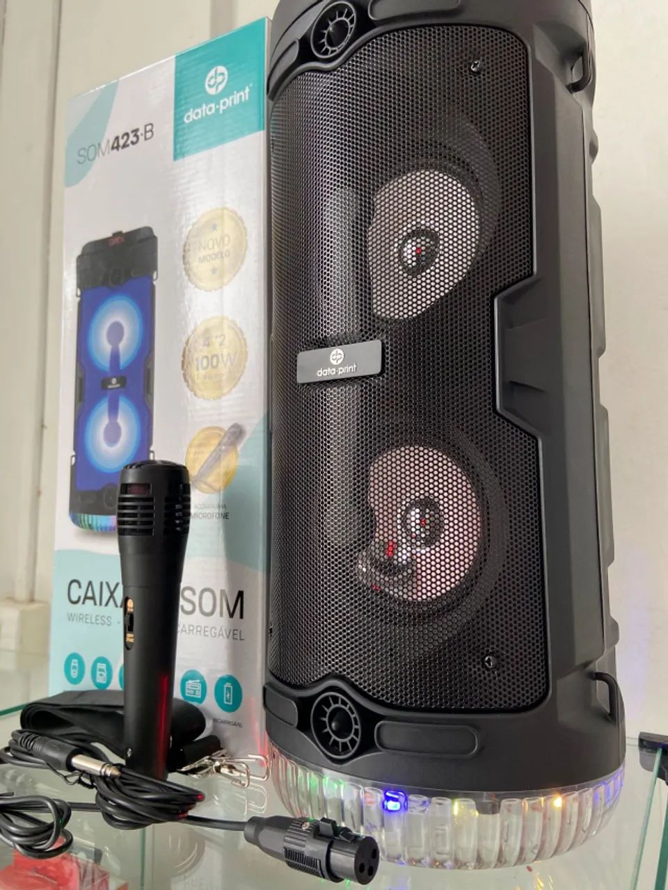 Caixa de Som Bluetooth Led RGB com Alça e Microfone an3