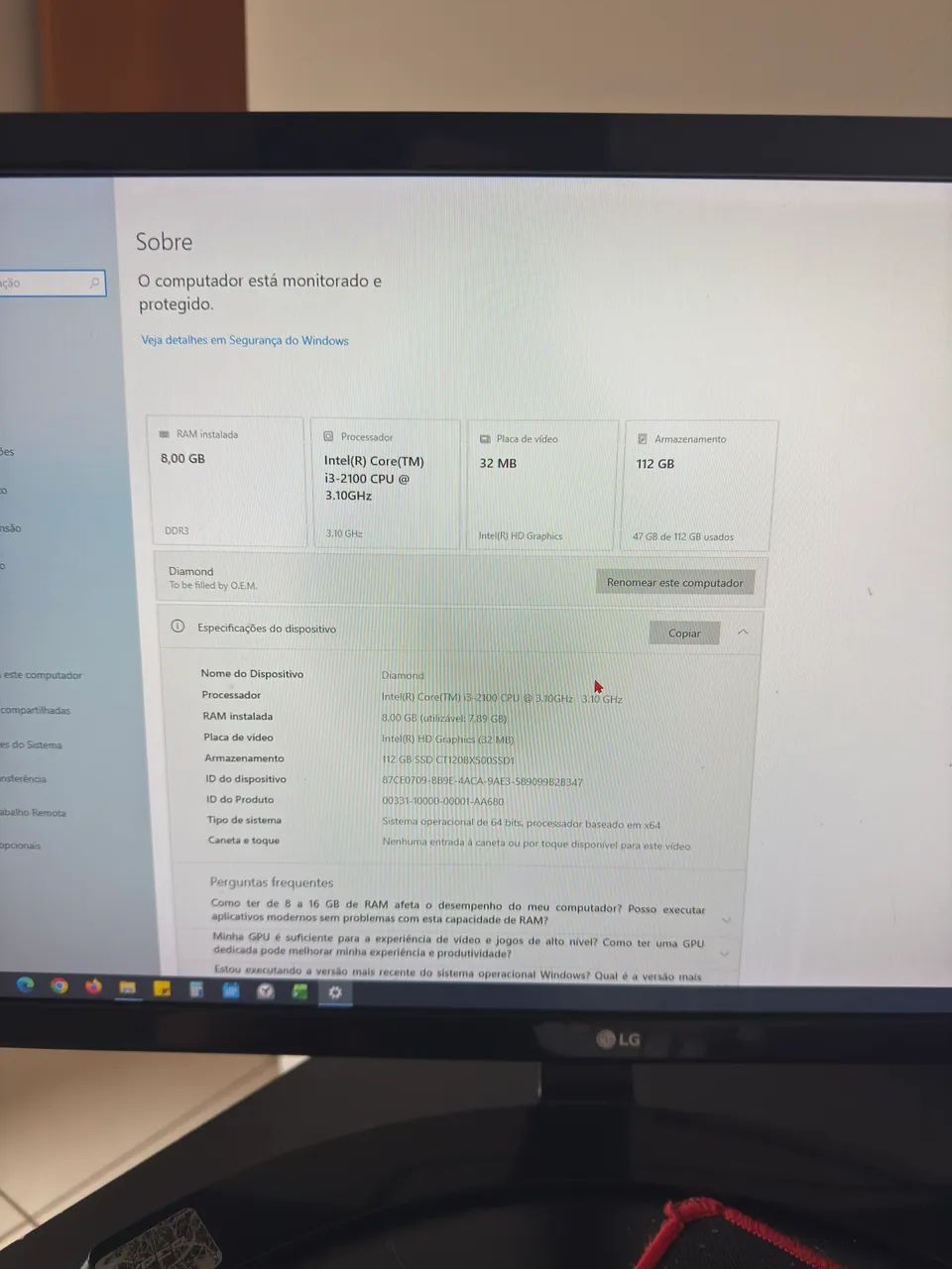 Computador Completo p/ Trabalho ou Estudos - i3, 8GB RAM, SSD - Pronto para Uso! - Foto 2