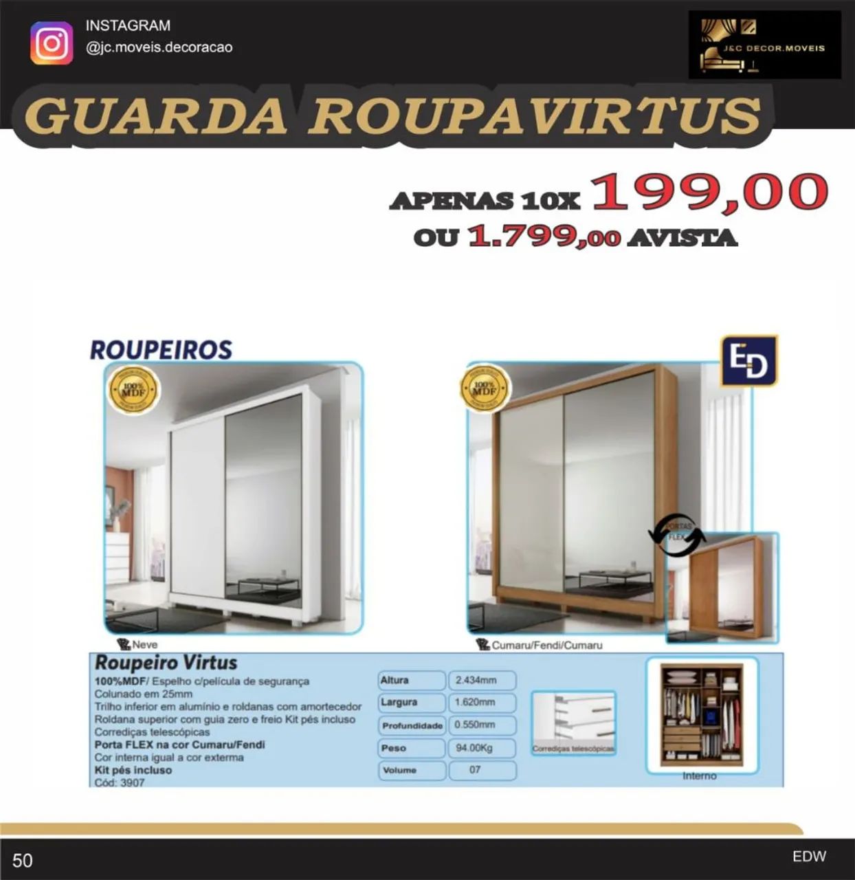 Virtus Wardrobe Cumaru/Fendi - J&C Decor
