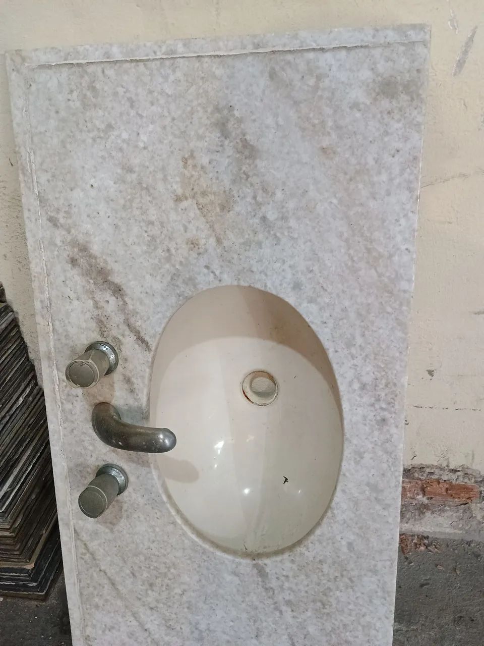 Pia de banheiro completo, para lavatório, com granito claro, Deca 95x50 