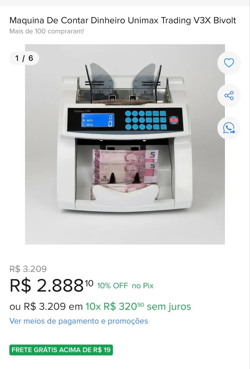 Máquina contador de dinheiro cédulas - Foto 3