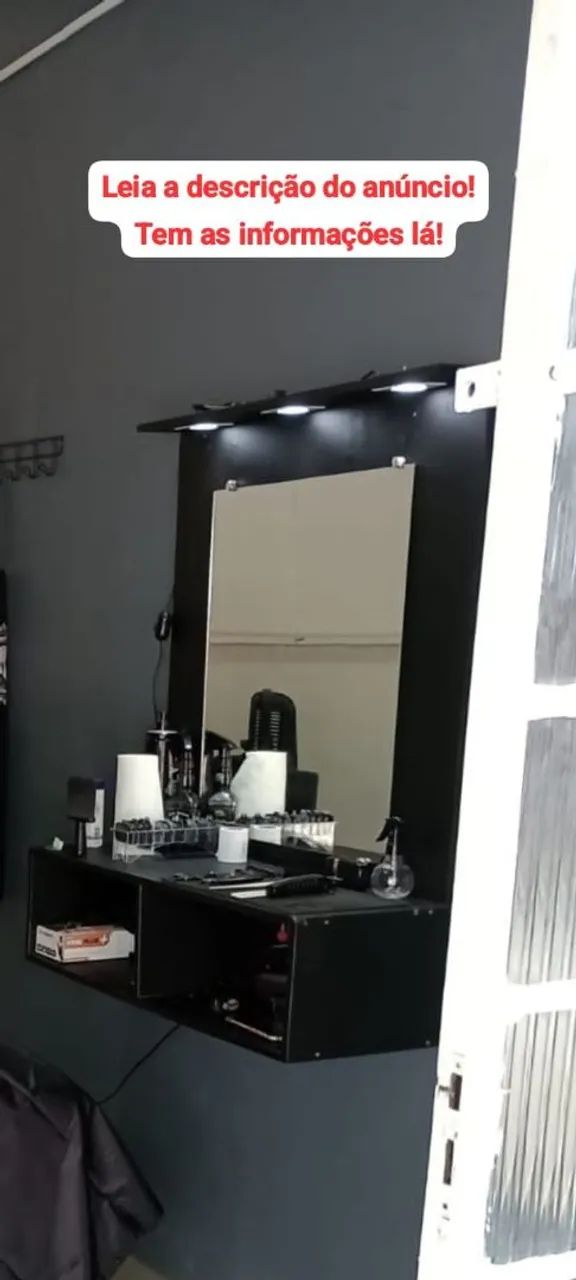 Bancada de salão/barbearia com espelho, led ? e extensão embutida TOP  - Foto 3