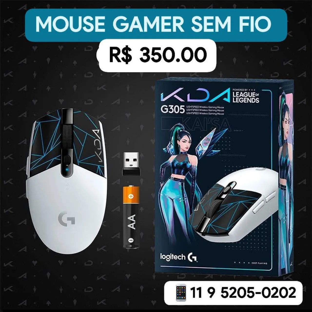 Mouse Gamer Sem Fio Logitech G305 K/DA - Edição Especial League of Legends ( Novo/ Cx Lacr