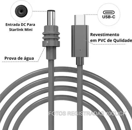 CABO CARREGADOR USB-C 3M P/ STARLINK MINI - Foto 2