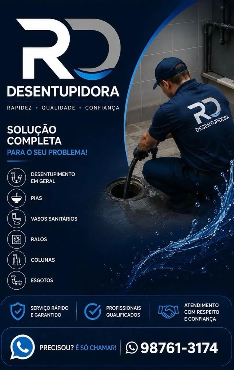 Desentupidora RD - Atendimento Rápido 24h | Orçamento Sem Compromisso