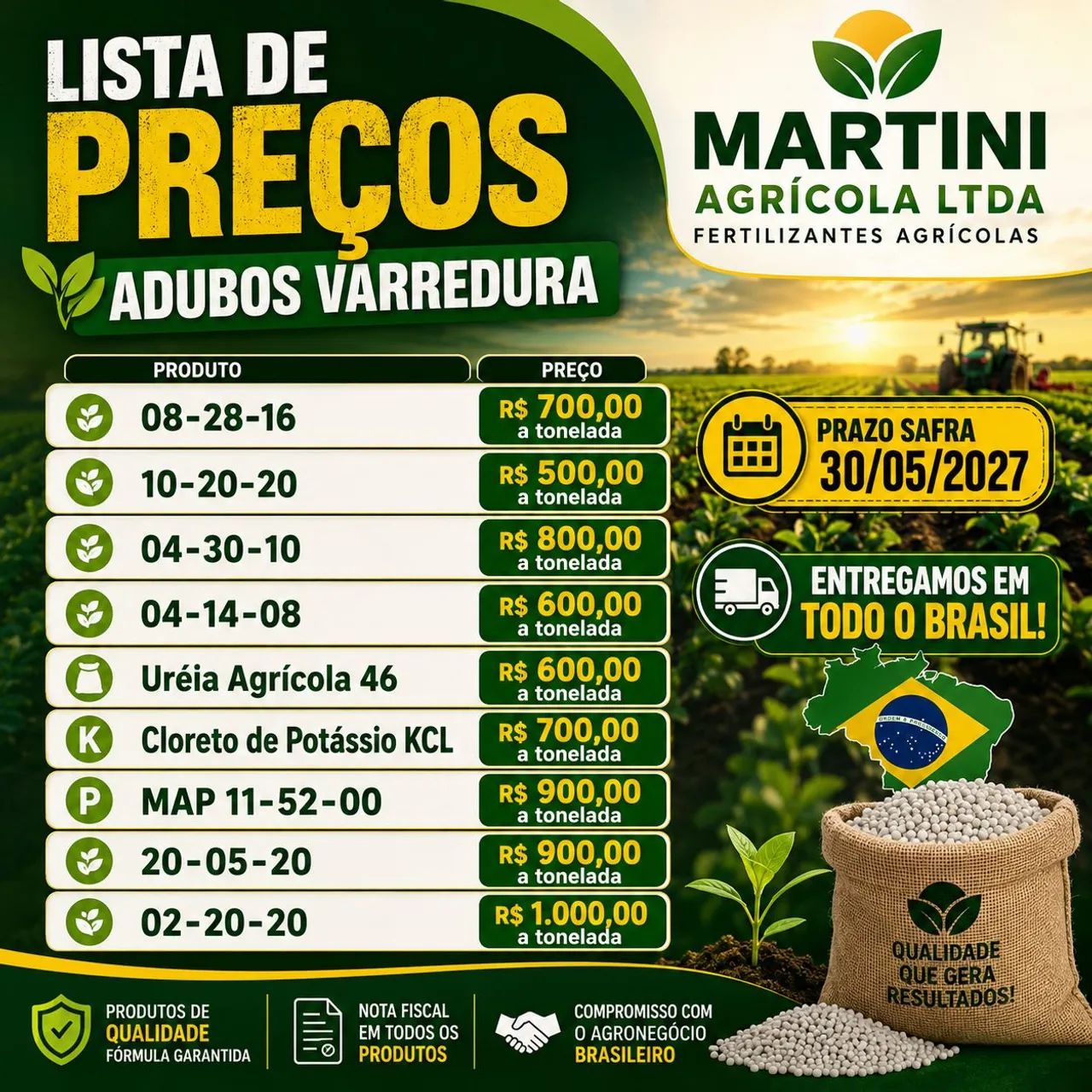 ADUBOS VARREDURA PRONTA ENTREGA 