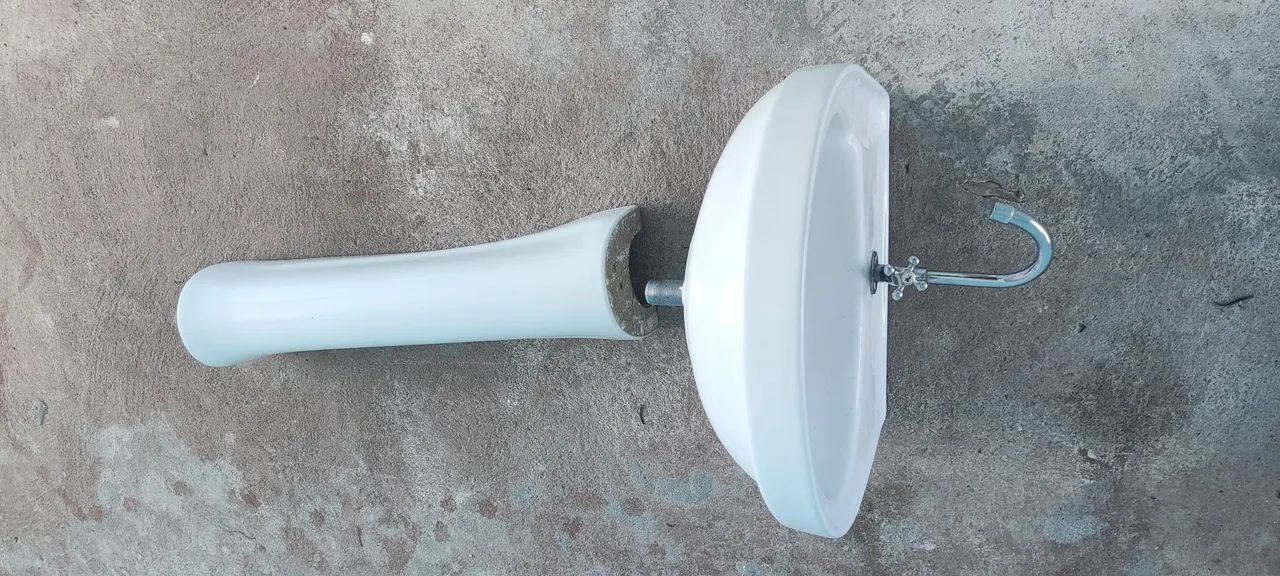 Pia lavatório coluna banheiro com torneira e válvula  - Foto 6