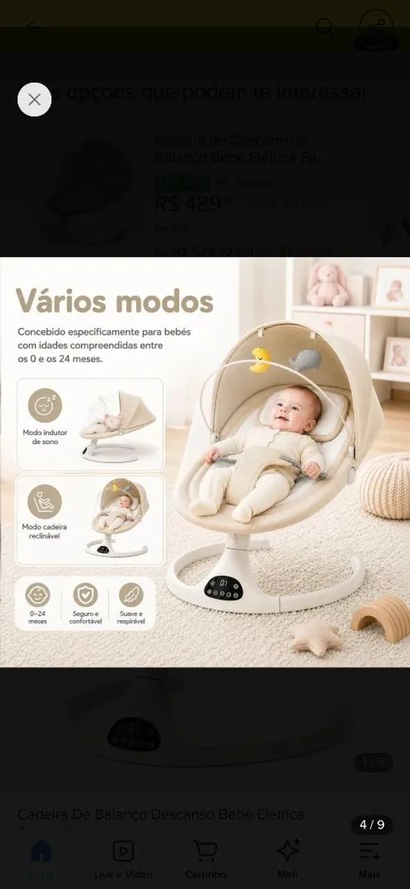 Cadeira de balanço para bebê  - Foto 2