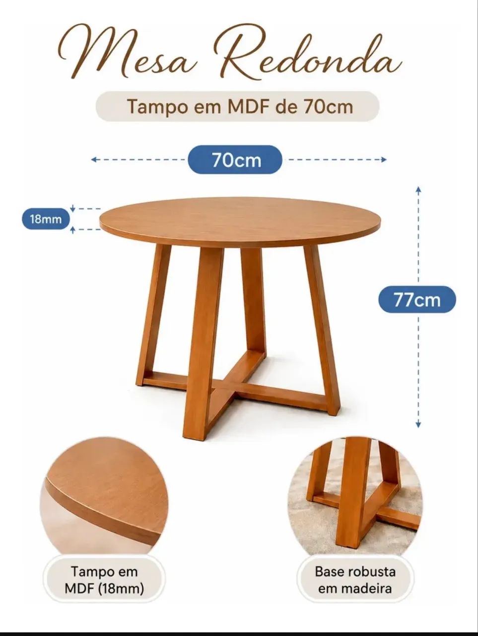 Mesa 70cm nova  - Foto 2