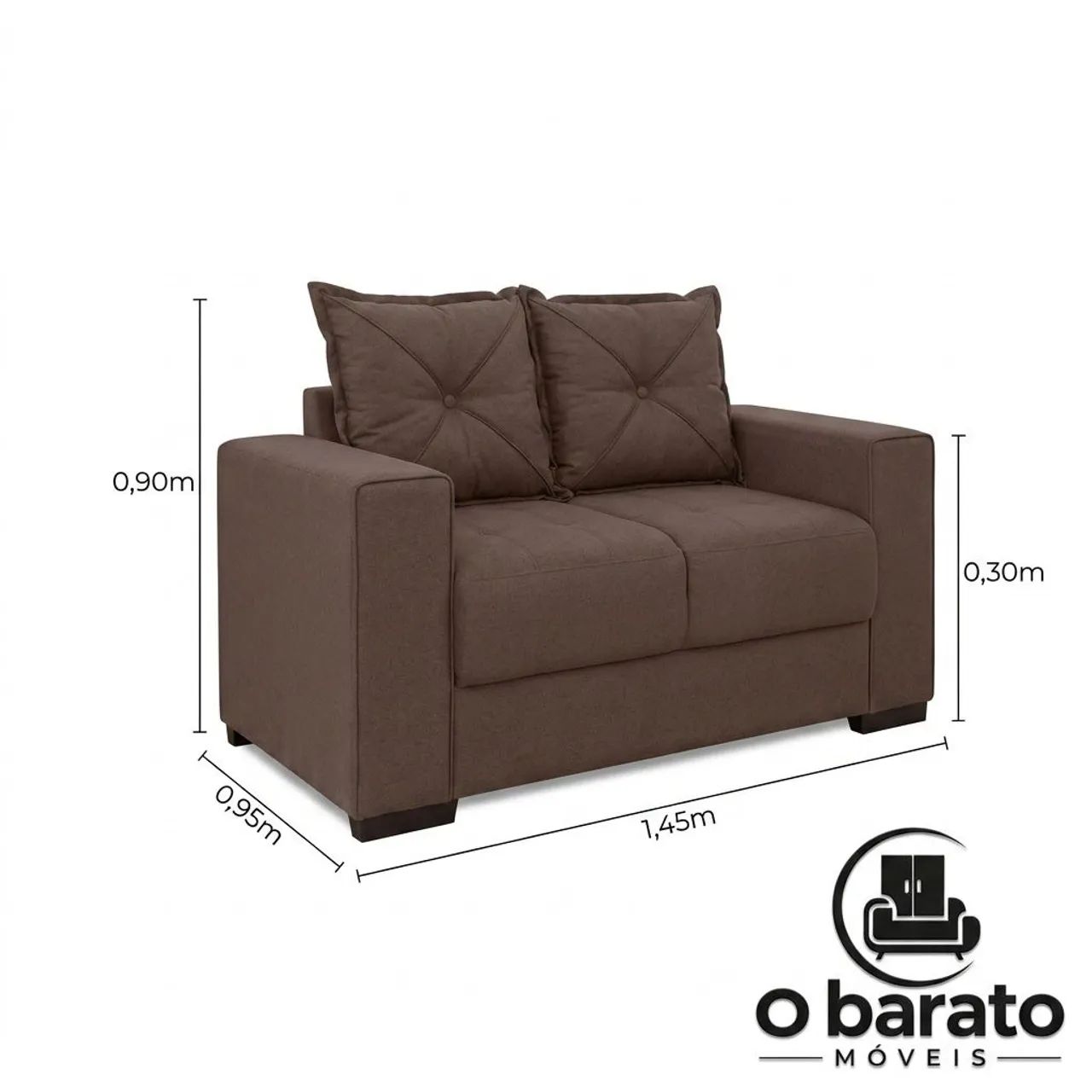 Conjunto de Sofá 3x2 Lugares Santa Catarina Bacetto Marrom - Foto 2