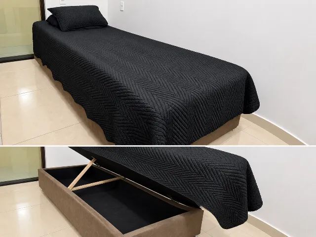 Cama de solteiro baú 