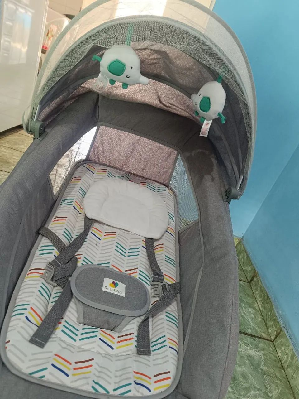 Cadeira De Balanço Para Bebê Automática Techno 8104 Mastela Com Bluetooth Cinza - Foto 5