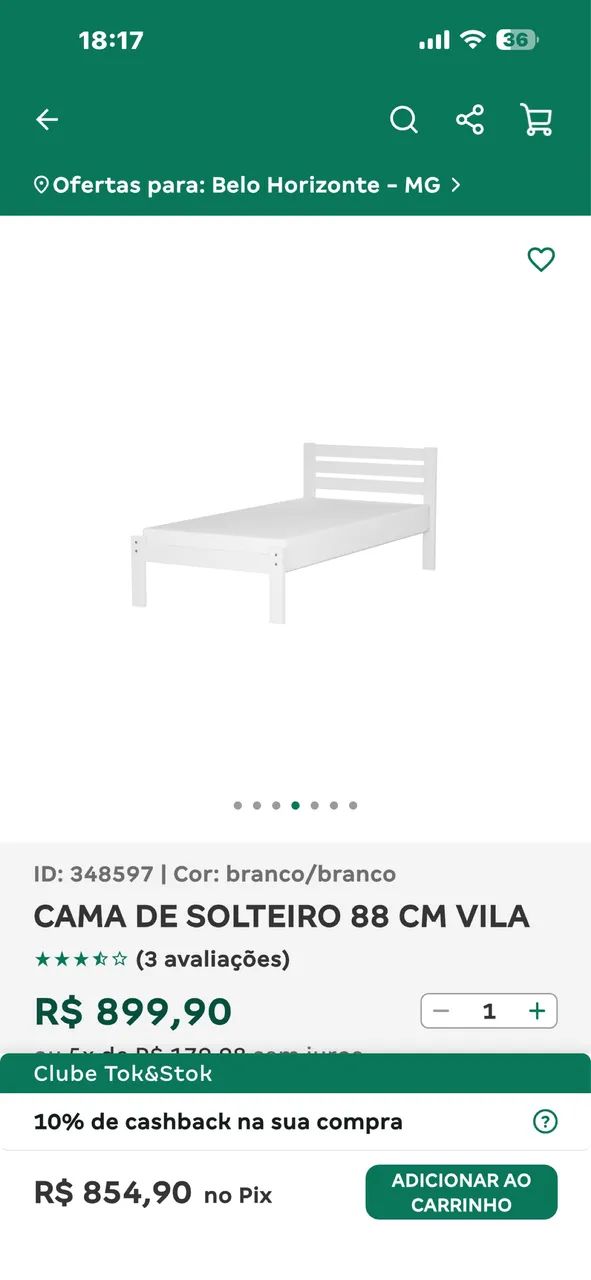 CAMA SOLTEIRO VILA TOK&STOK 88cm - Foto 4