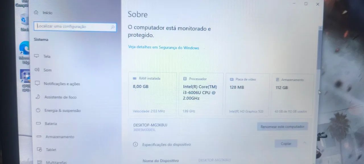 Notebook Samsung i3 6006u 8gb DDR4 SSD 120gb funcionando perfeitamente  - Foto 4