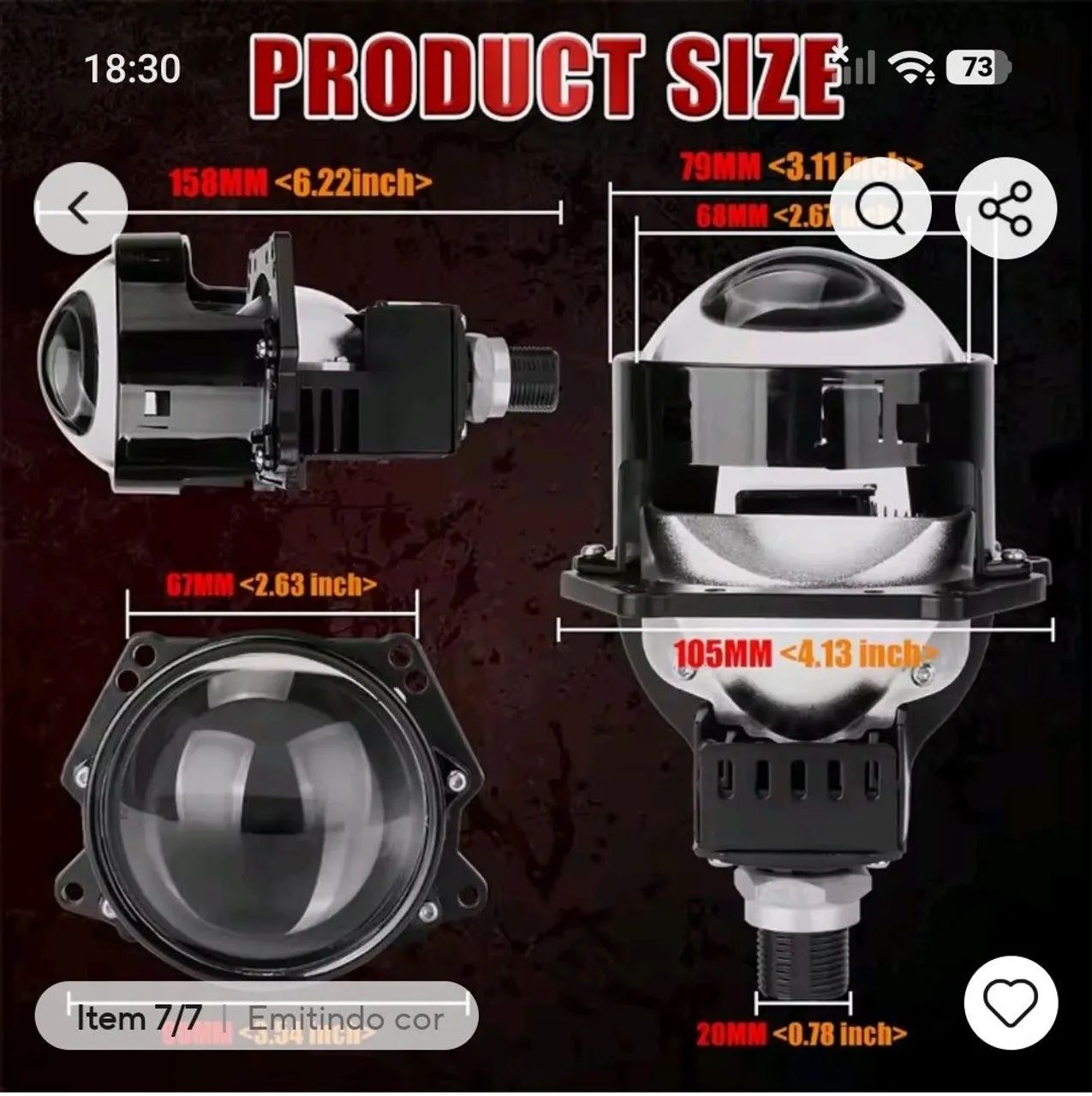 Projetor BI led H4 3 polegadas 6000 Kelvin 