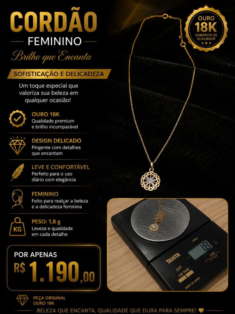 Cordão em ouro! Ouro 18k.