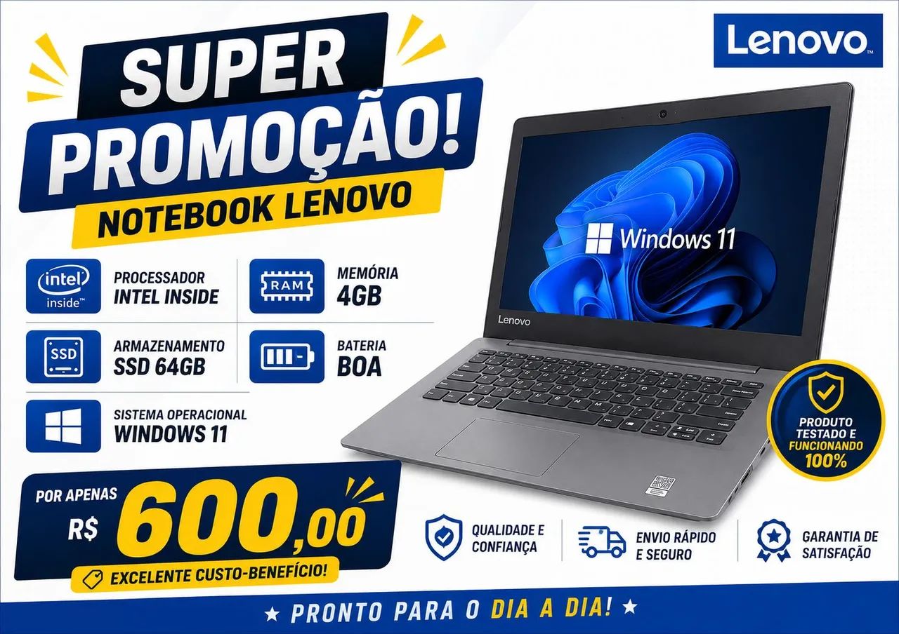 Notebook lenovo para estudo