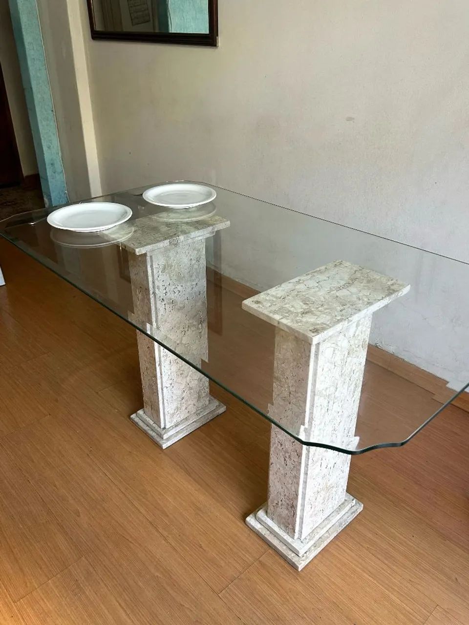 Mesa de Jantar de Vidro com Base em mármore + 6 Cadeiras (Oportunidade) - Foto 4