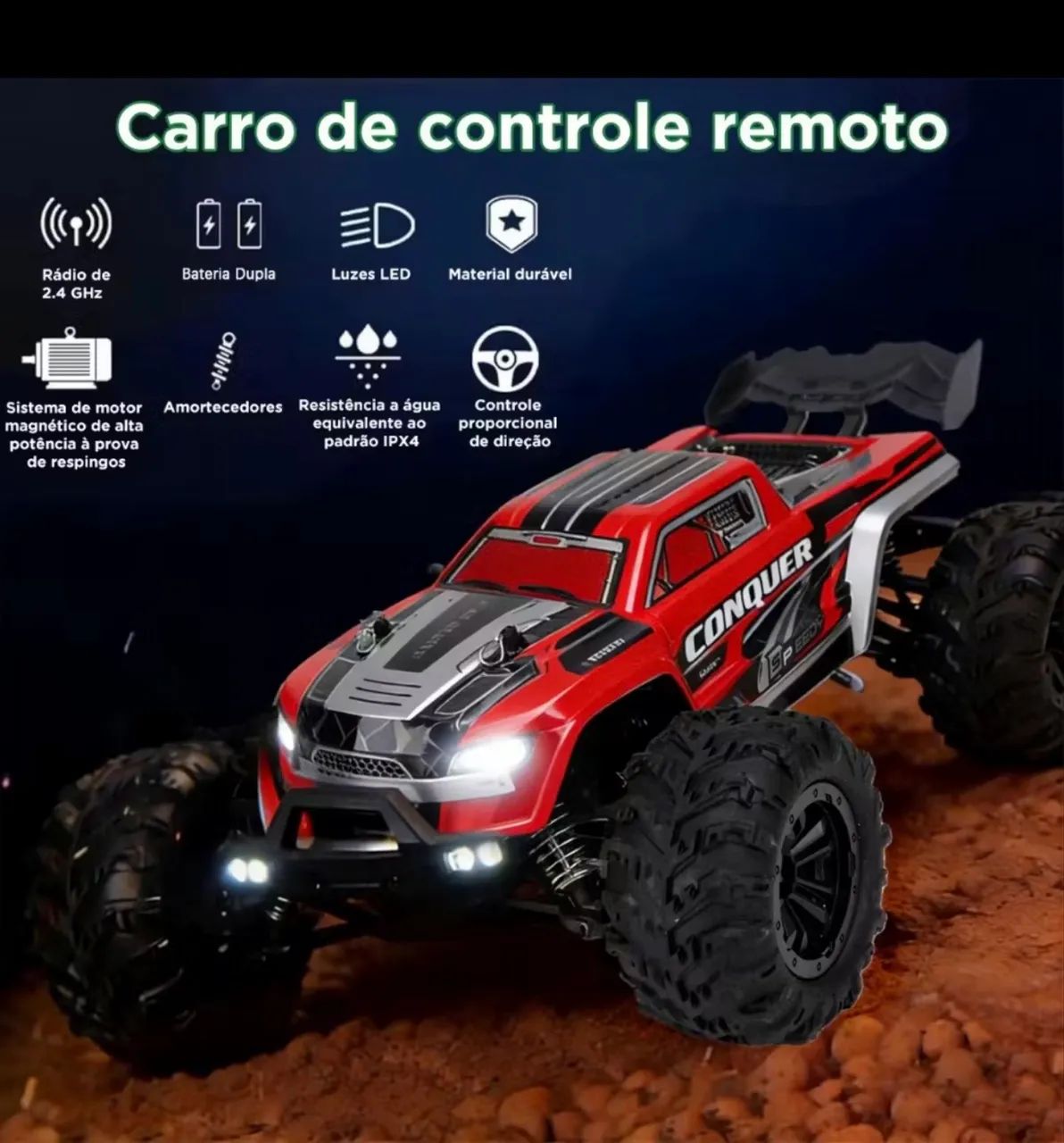 Carrinho controle remoto 50 km h - Foto 4