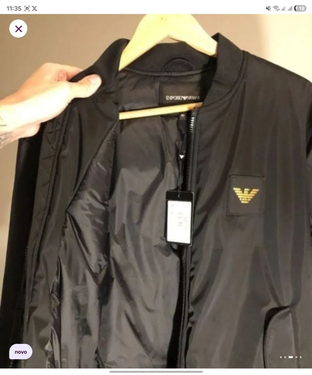 Casaco Jaqueta Empório Armani Preta Dourado Importada - Roupas