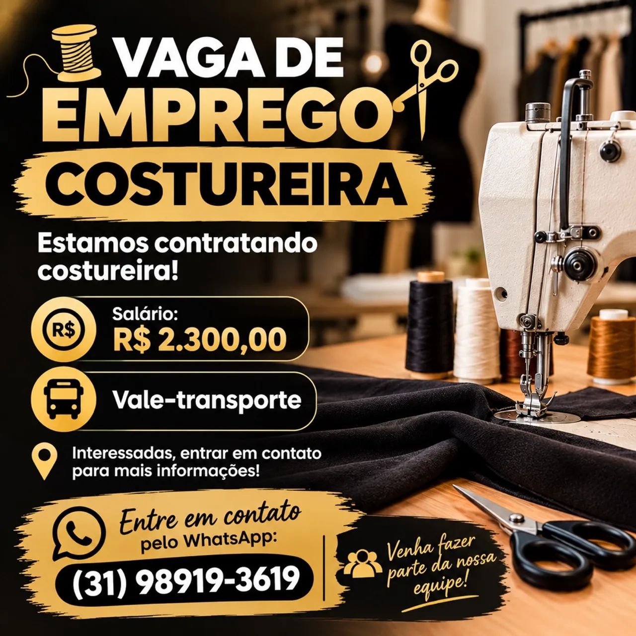 Vaga para costureira