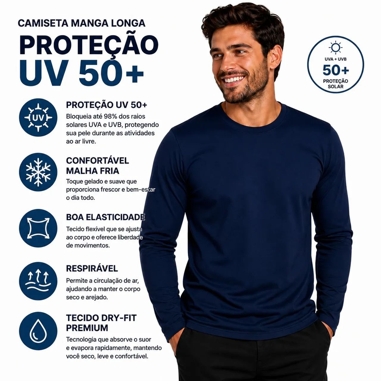 Camisa Proteção UV50 mangas longas Atacado  - Foto 3