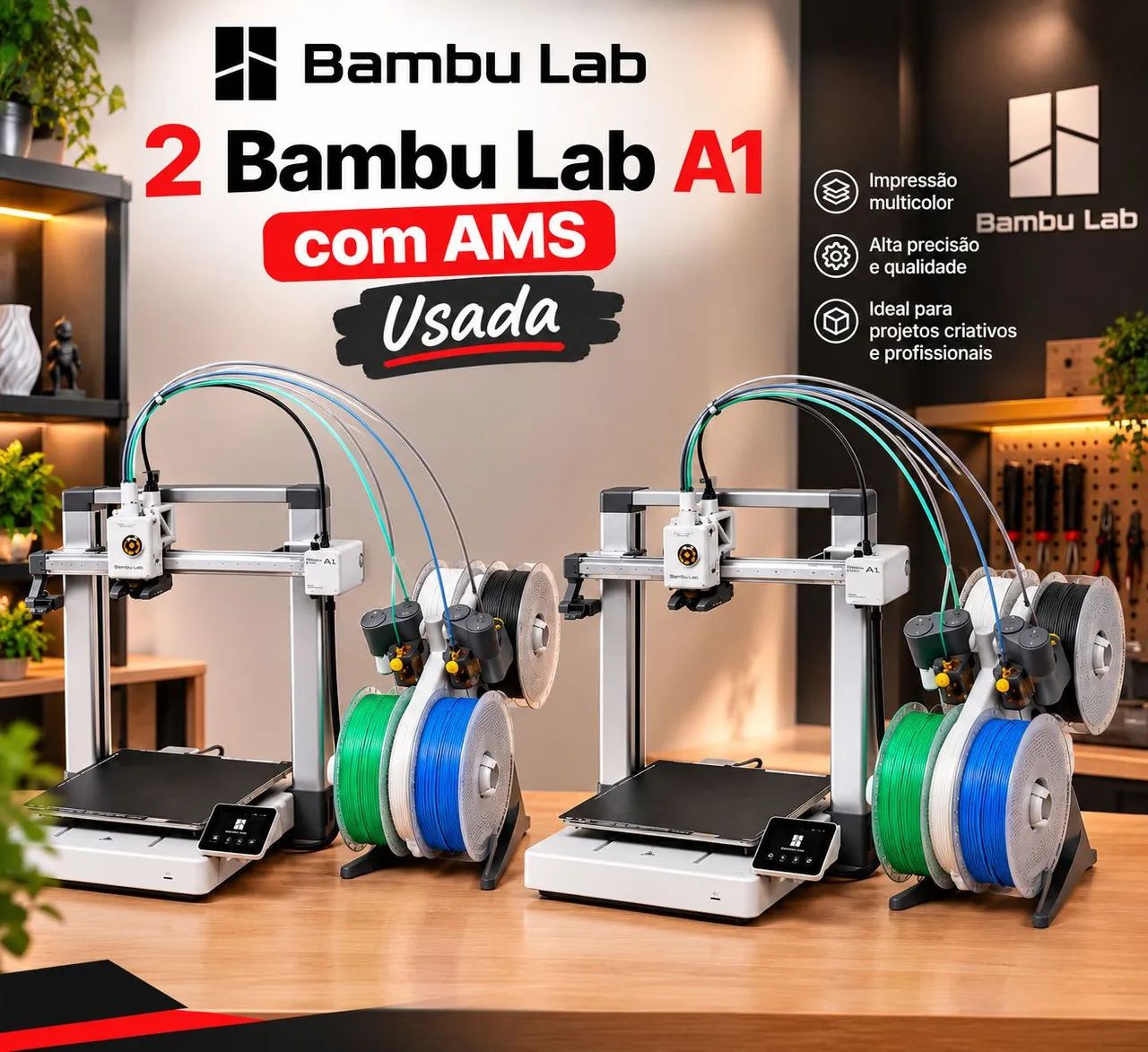 2 impressora 3d Bambu lab a1 com AMS