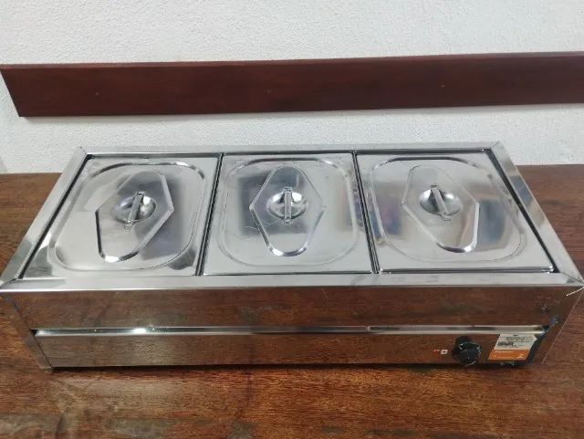 Rechaud Elétrico Banho Maria 3 Cubas De 1/2x100 Quentes 18 L