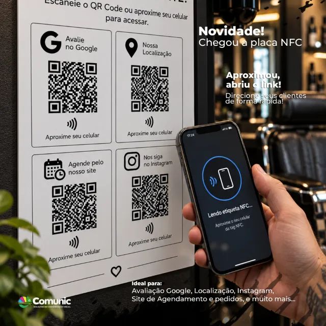 Plaquinha NFC aproximação em acrílico com QR Code para Pix, Google, Site - Foto 2