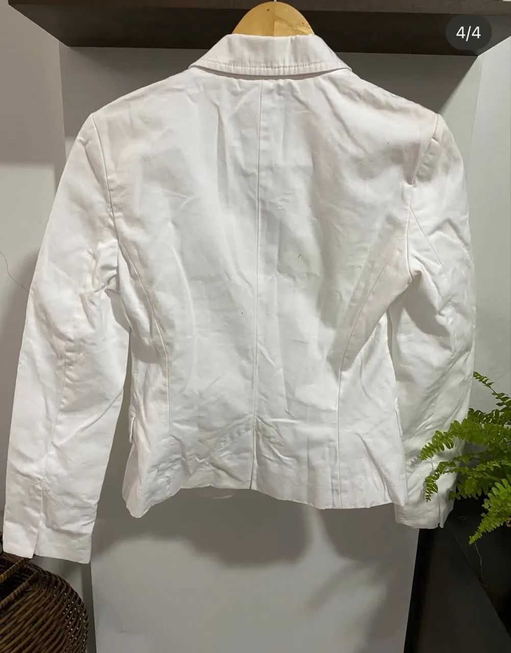 Blazer em linho branco Zara M - Foto 5