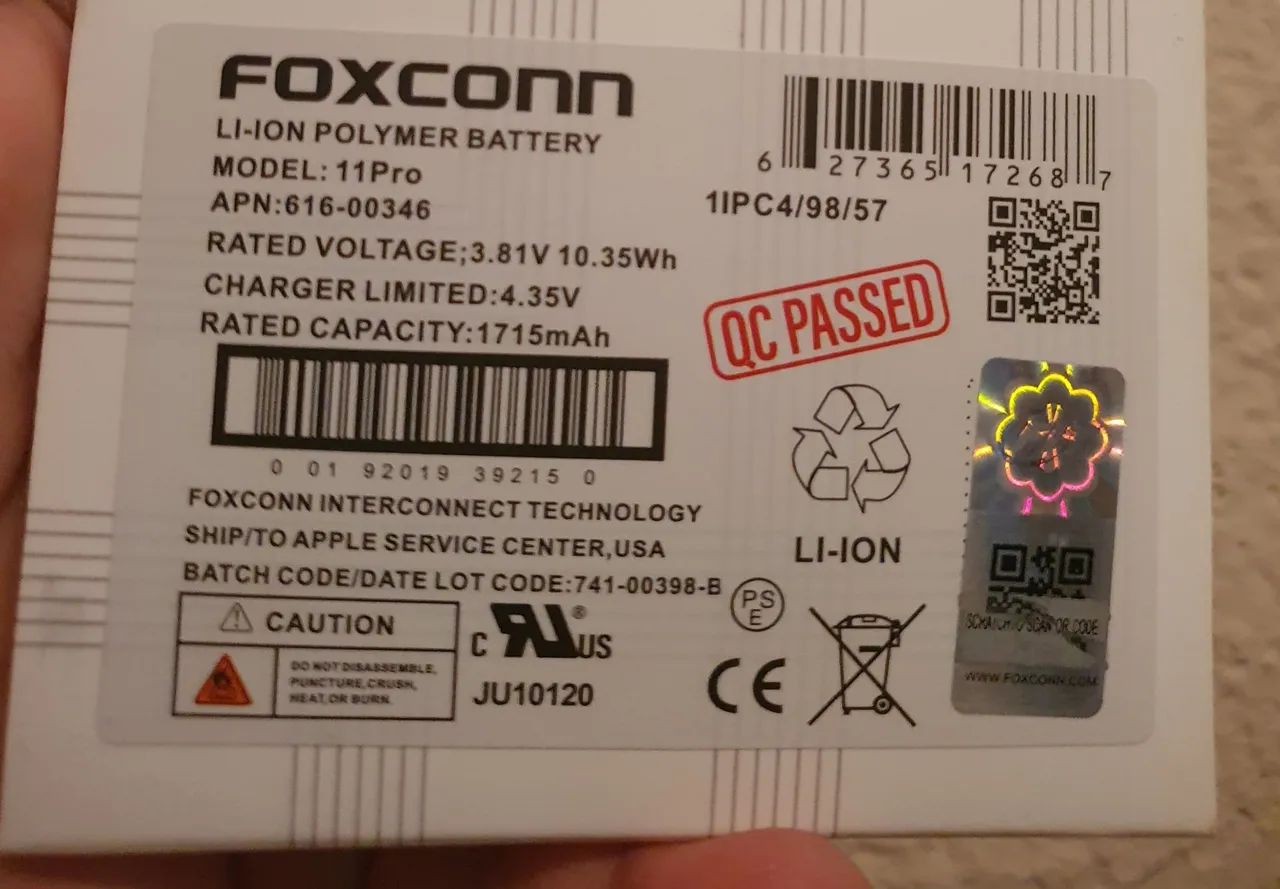 Bateria iPhone 11 Pro Foxconn Nova - R$50 - Foto 3