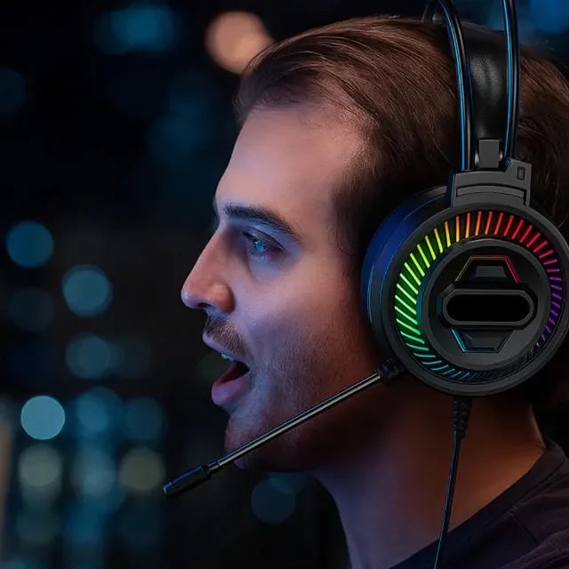 Headset Gamer Rgb Com Microfone Para Pc E Console - Foto 5
