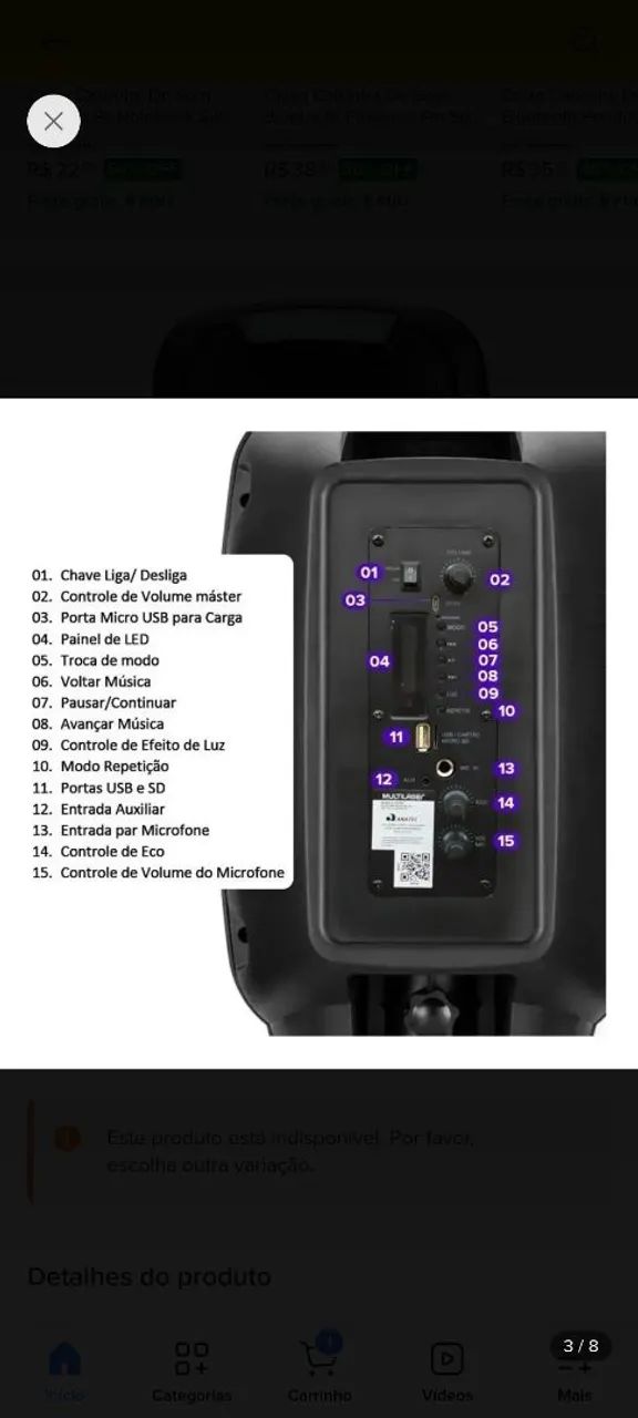 Caixa Multilaser 200w, mp3, Bluetooth  - Foto 4