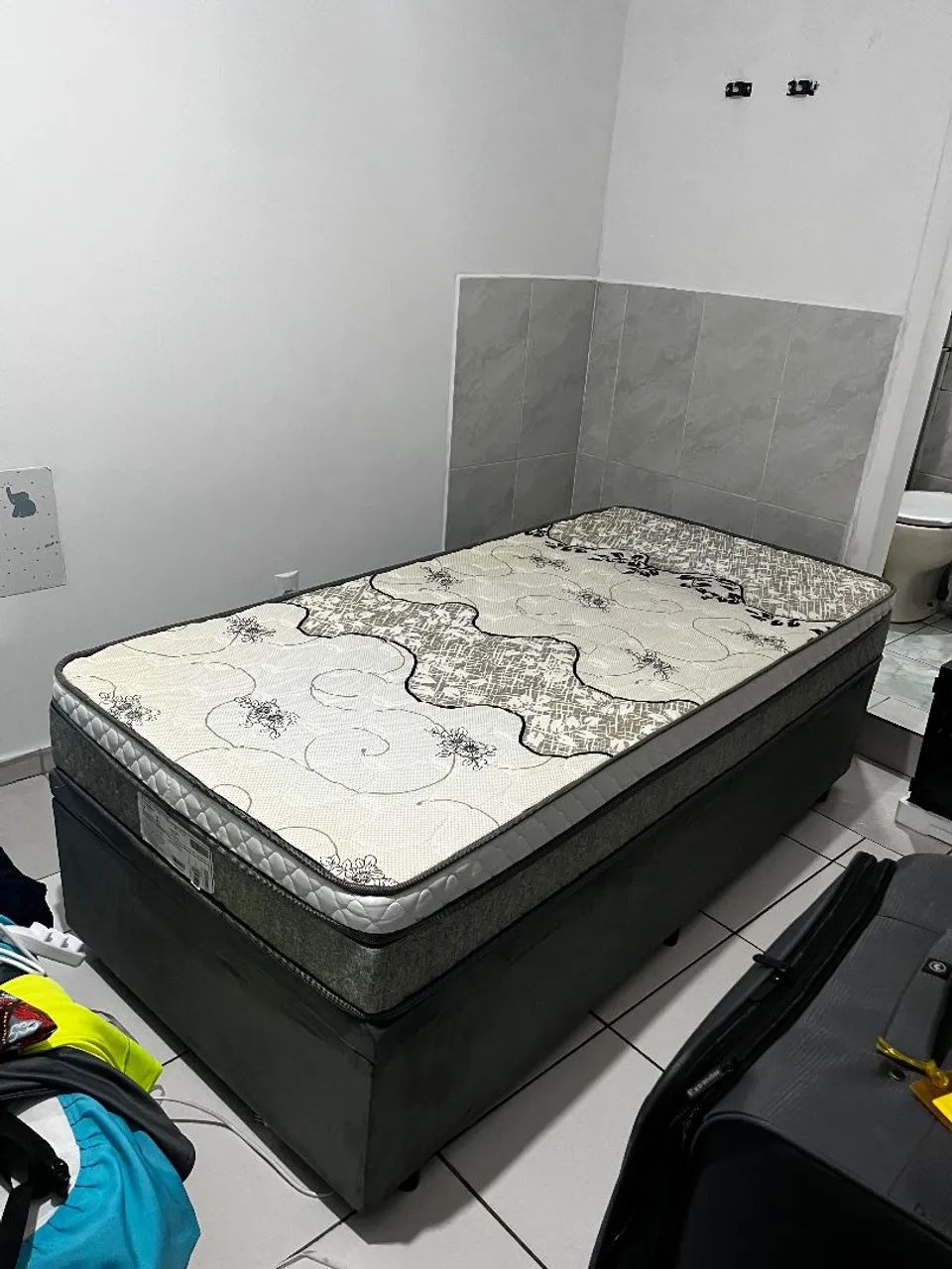 Cama box baú solteiro + Colchão Gazin