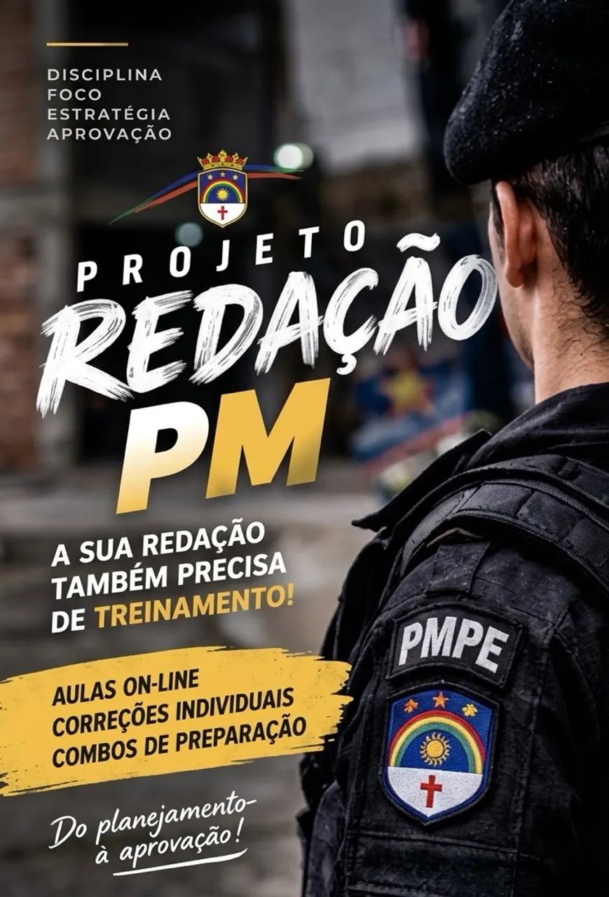 Aula e correção de redação para a PMPE. 