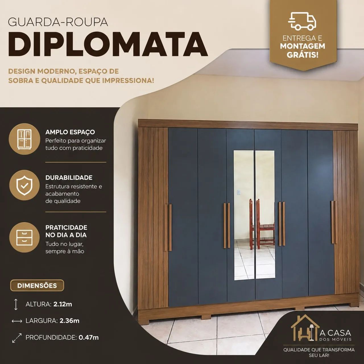 Roupeiro Diplomata - Entrega e montagem grátis 