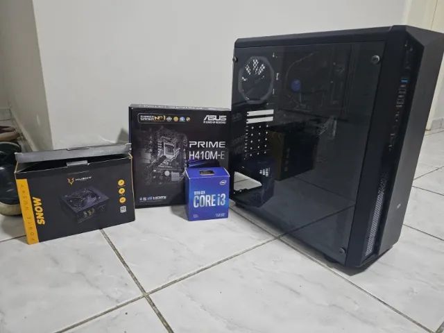 i3 10100f, placa mãe h410m-e, fonte 550w 80 plus e gabinete 