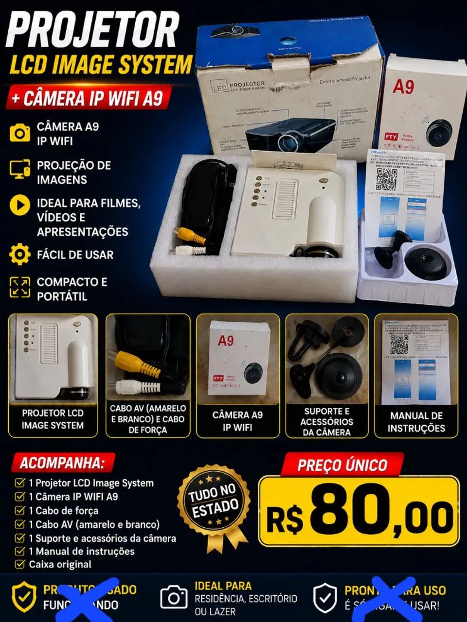 Projetor e câmera no estado 