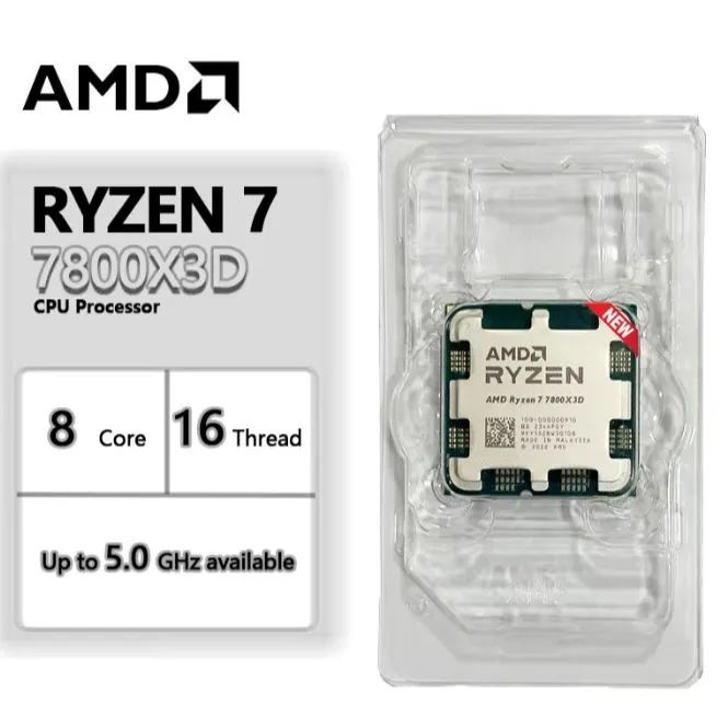 Processador AMD Ryzen 7 7800X3D, 5.0GHz, Cache 104MB, 8/16 Núcleos